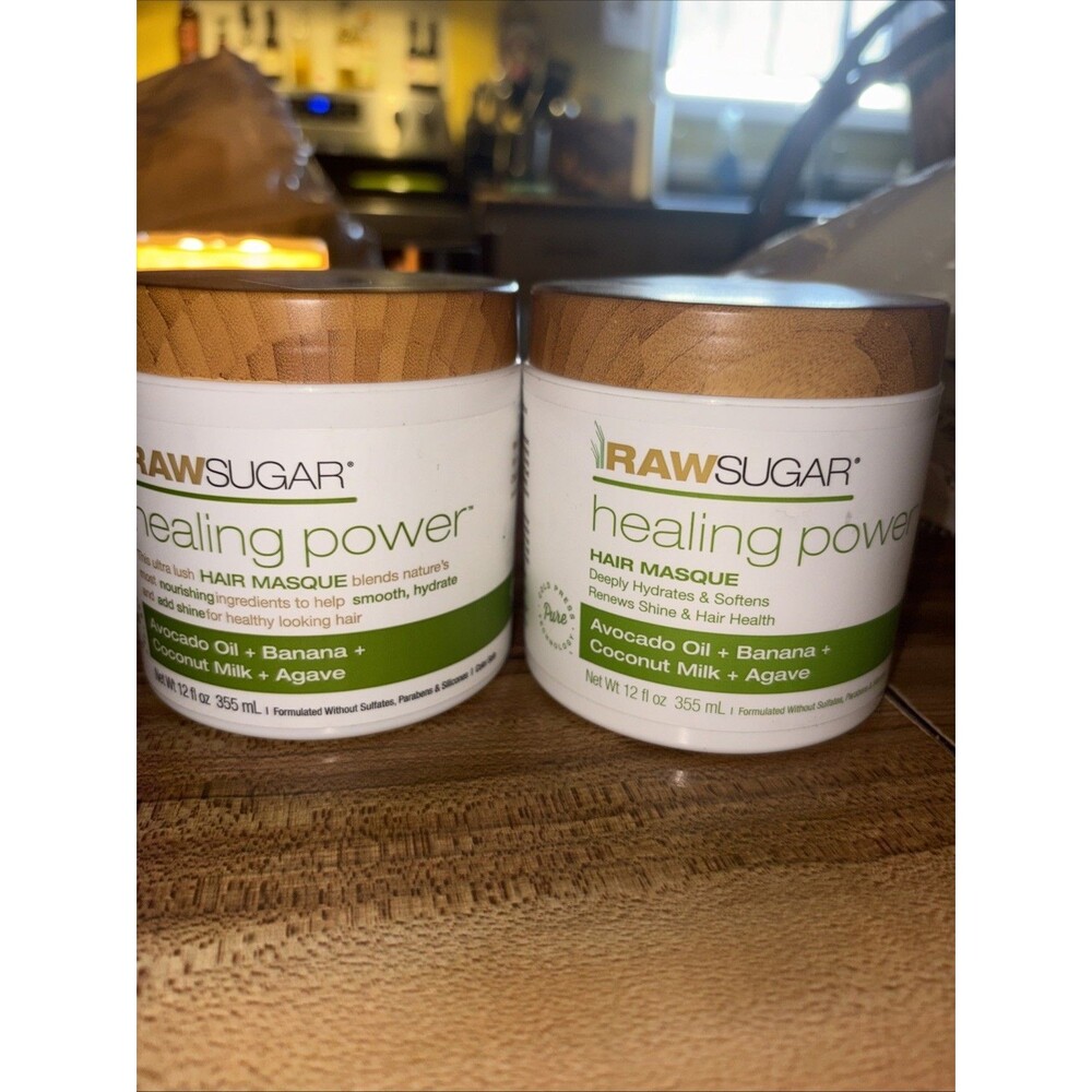 Lot of 2 RAWSUGAR Healing Power Avocado Oil+Banana+Coconut+Agave Hair Masque